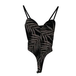 JLUXLABEL Black and Cream Patterned Bodysuit